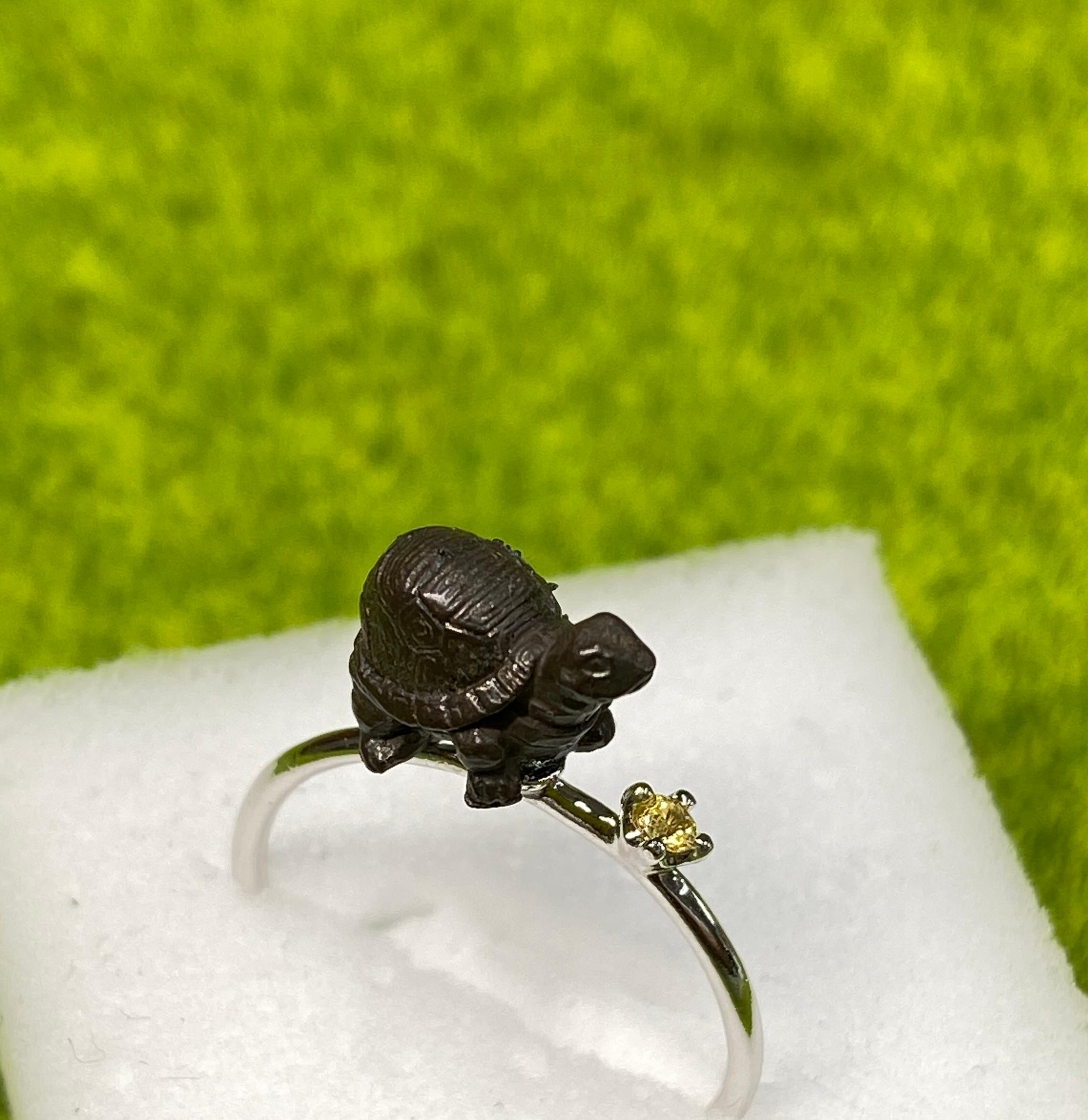 ゾウガメとイエローサファイアのリング　＃７ | 2枚目